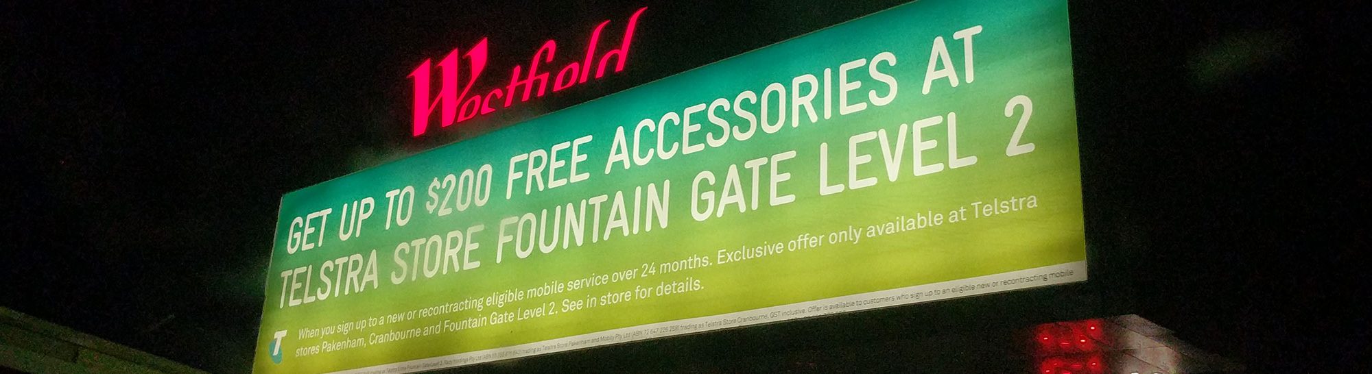 Billboard for Telstra Store Fountain Gate Level 2